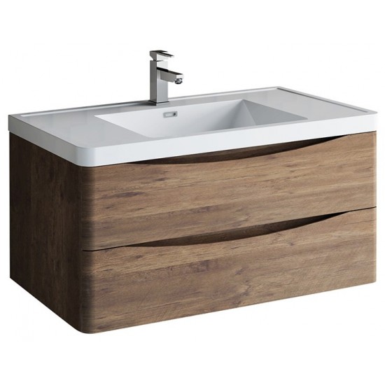 Fresca Tuscany 40" Rosewood Wall Hung Modern Bathroom Cabinet w/ Integrated Sink