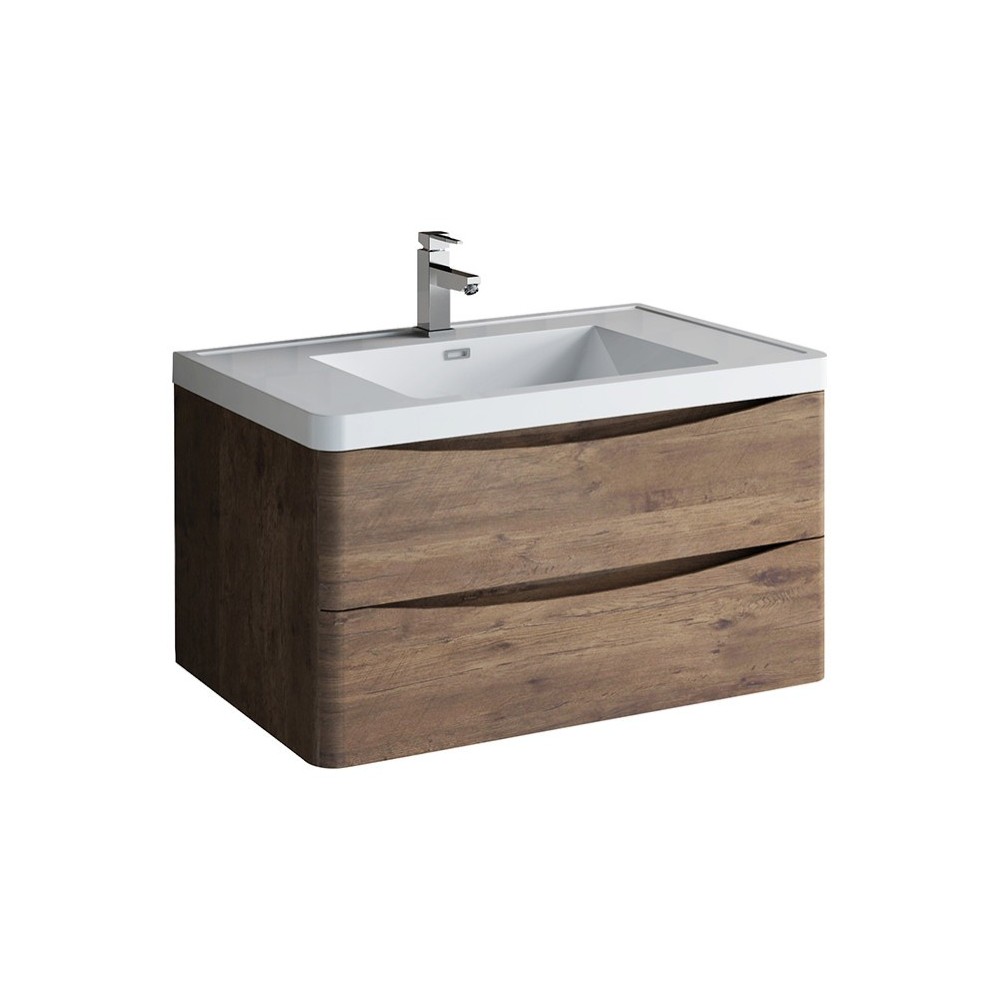 Fresca Tuscany 36" Rosewood Wall Hung Modern Bathroom Cabinet w/ Integrated Sink