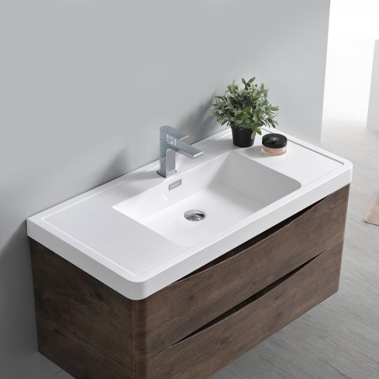 Fresca Tuscany 36" Rosewood Wall Hung Modern Bathroom Cabinet w/ Integrated Sink