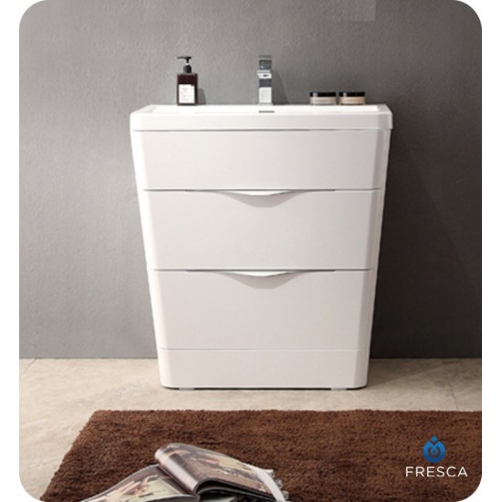 Fresca Milano 32" Glossy White Modern Bathroom Cabinet w/ Integrated Sink