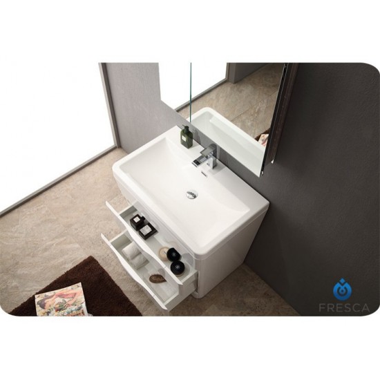 Fresca Milano 32" Glossy White Modern Bathroom Cabinet w/ Integrated Sink