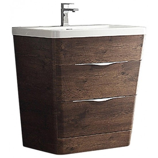 Fresca Milano 32" Rosewood Modern Bathroom Cabinet w/ Integrated Sink