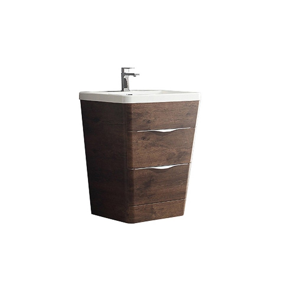 Fresca Milano 26" Rosewood Modern Bathroom Cabinet w/ Integrated Sink