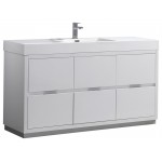 Fresca Valencia 60" Glossy White Free Standing Modern Bathroom Vanity