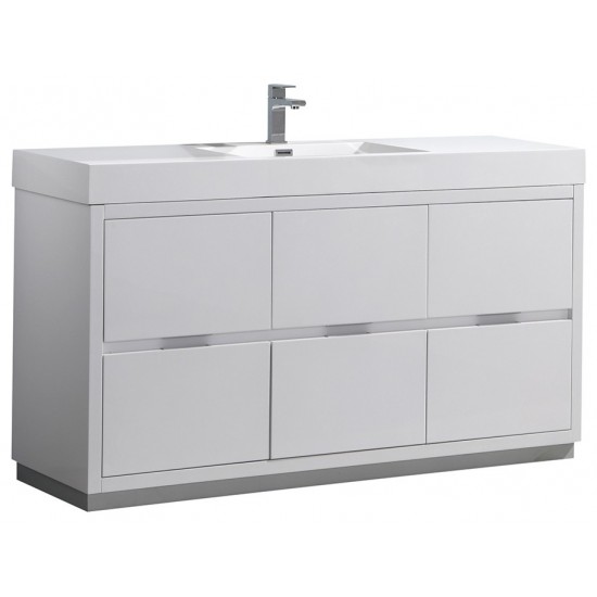 Fresca Valencia 60" Glossy White Free Standing Modern Bathroom Vanity