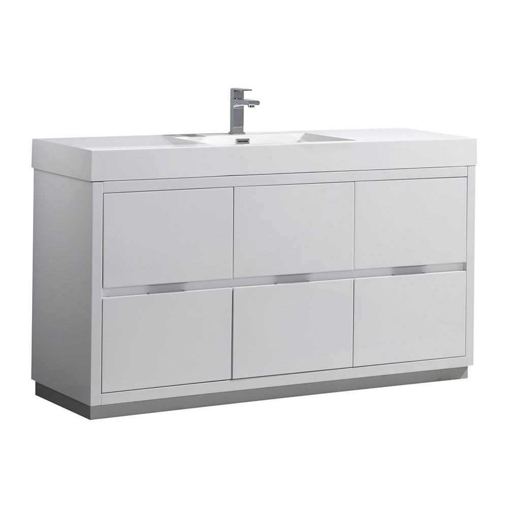 Fresca Valencia 60" Glossy White Free Standing Modern Bathroom Vanity