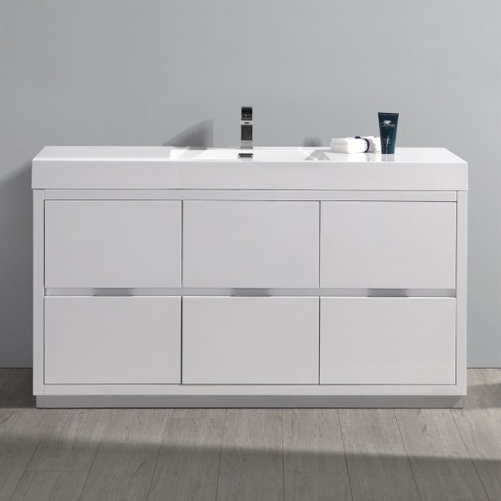 Fresca Valencia 60" Glossy White Free Standing Modern Bathroom Vanity