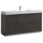 Fresca Valencia 60" Gray Oak Free Standing Modern Bathroom Vanity