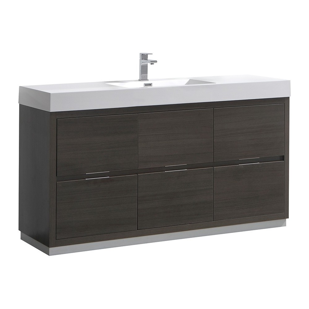 Fresca Valencia 60" Gray Oak Free Standing Modern Bathroom Vanity Fresca Valencia 60" Gray Oak Free Standing Modern Bathroom Vanity