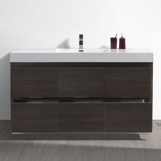 Fresca Valencia 60" Gray Oak Free Standing Modern Bathroom Vanity