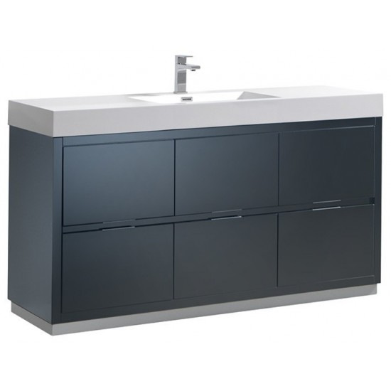 Fresca Valencia 60" Dark Slate Gray Free Standing Modern Bathroom Vanity