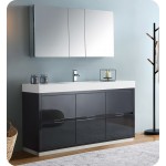 Fresca Valencia 60" Dark Slate Gray Free Standing Modern Bathroom Vanity