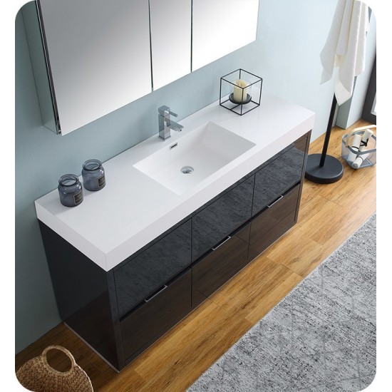 Fresca Valencia 60" Dark Slate Gray Free Standing Modern Bathroom Vanity