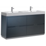 Valencia 60" Dark Slate Gray Free Standing Double Sink Modern Bathroom Vanity