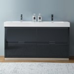 Valencia 60" Dark Slate Gray Free Standing Double Sink Modern Bathroom Vanity