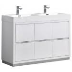 Valencia 48" Glossy White Free Standing Double Sink Modern Bathroom Vanity