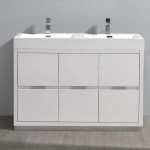 Valencia 48" Glossy White Free Standing Double Sink Modern Bathroom Vanity