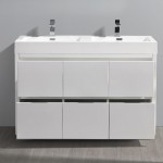 Valencia 48" Glossy White Free Standing Double Sink Modern Bathroom Vanity