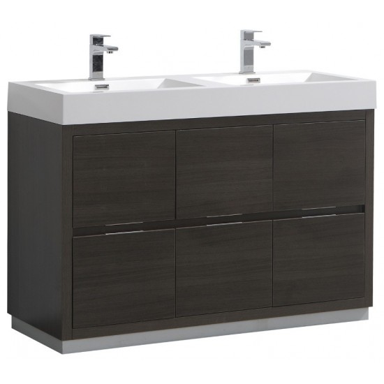 Fresca Valencia 48" Gray Oak Free Standing Double Sink Modern Bathroom Vanity