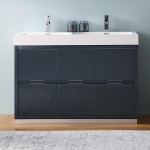 Valencia 48" Dark Slate Gray Free Standing Double Sink Modern Bathroom Vanity