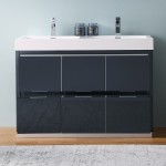 Valencia 48" Dark Slate Gray Free Standing Double Sink Modern Bathroom Vanity