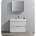 Fresca Valencia 40" Glossy White Free Standing Modern Bathroom Vanity