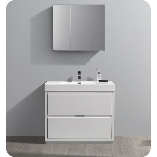 Fresca Valencia 40" Glossy White Free Standing Modern Bathroom Vanity