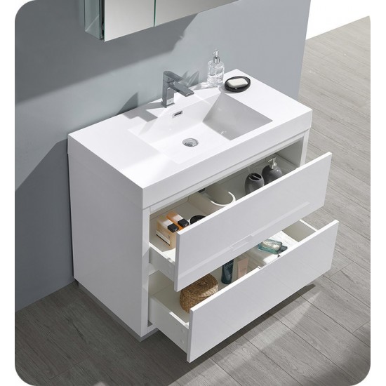 Fresca Valencia 40" Glossy White Free Standing Modern Bathroom Vanity