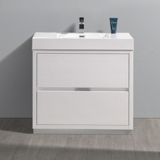 Fresca Valencia 36" Glossy White Free Standing Modern Bathroom Vanity