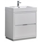 Fresca Valencia 30" Glossy White Free Standing Modern Bathroom Vanity