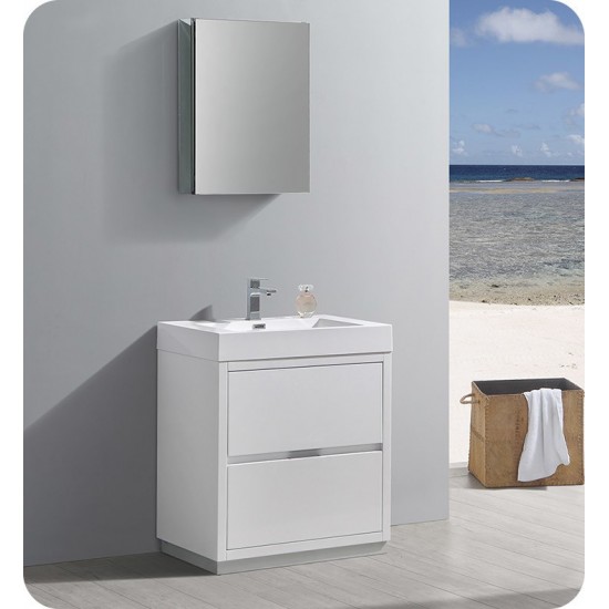 Fresca Valencia 30" Glossy White Free Standing Modern Bathroom Vanity