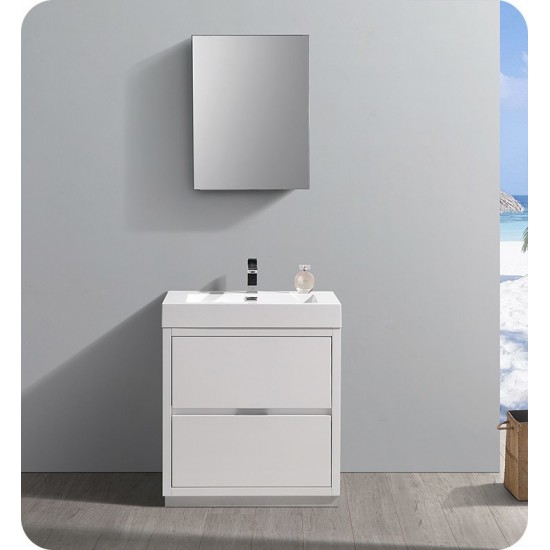 Fresca Valencia 30" Glossy White Free Standing Modern Bathroom Vanity