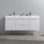 Fresca Valencia 60" Glossy White Wall Hung Double Sink Modern Bathroom Vanity