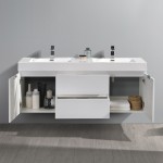 Fresca Valencia 60" Glossy White Wall Hung Double Sink Modern Bathroom Vanity