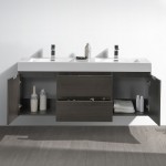 Fresca Valencia 60" Gray Oak Wall Hung Double Sink Modern Bathroom Vanity