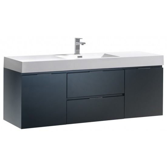 Fresca Valencia 60" Dark Slate Gray Wall Hung Modern Bathroom Vanity