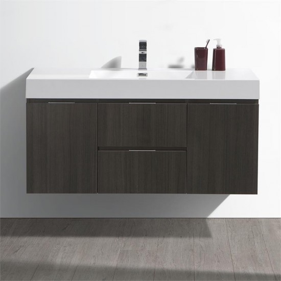 Fresca Valencia 48" Gray Oak Wall Hung Modern Bathroom Vanity