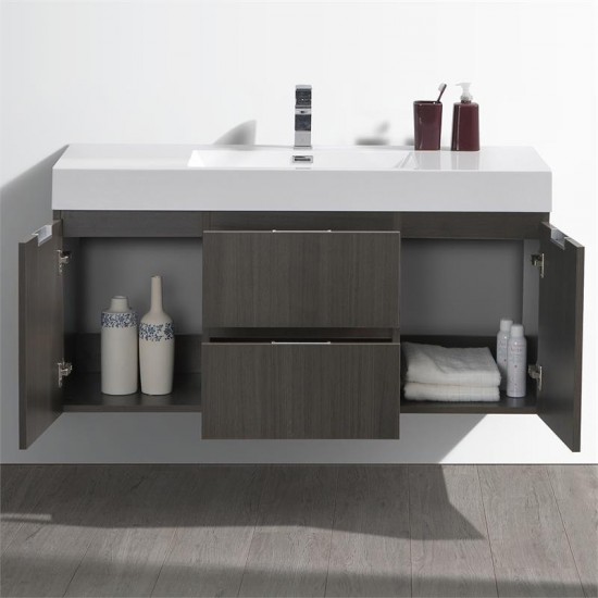 Fresca Valencia 48" Gray Oak Wall Hung Modern Bathroom Vanity