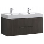 Fresca Valencia 48" Gray Oak Wall Hung Double Sink Modern Bathroom Vanity