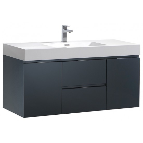 Fresca Valencia 48" Dark Slate Gray Wall Hung Modern Bathroom Vanity