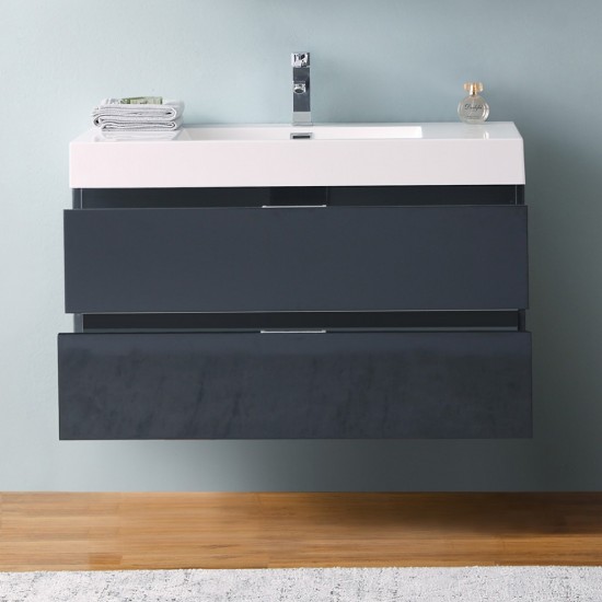 Fresca Valencia 40" Dark Slate Gray Wall Hung Modern Bathroom Vanity