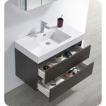 Fresca Valencia 36" Gray Oak Wall Hung Modern Bathroom Vanity