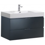 Fresca Valencia 36" Dark Slate Gray Wall Hung Modern Bathroom Vanity