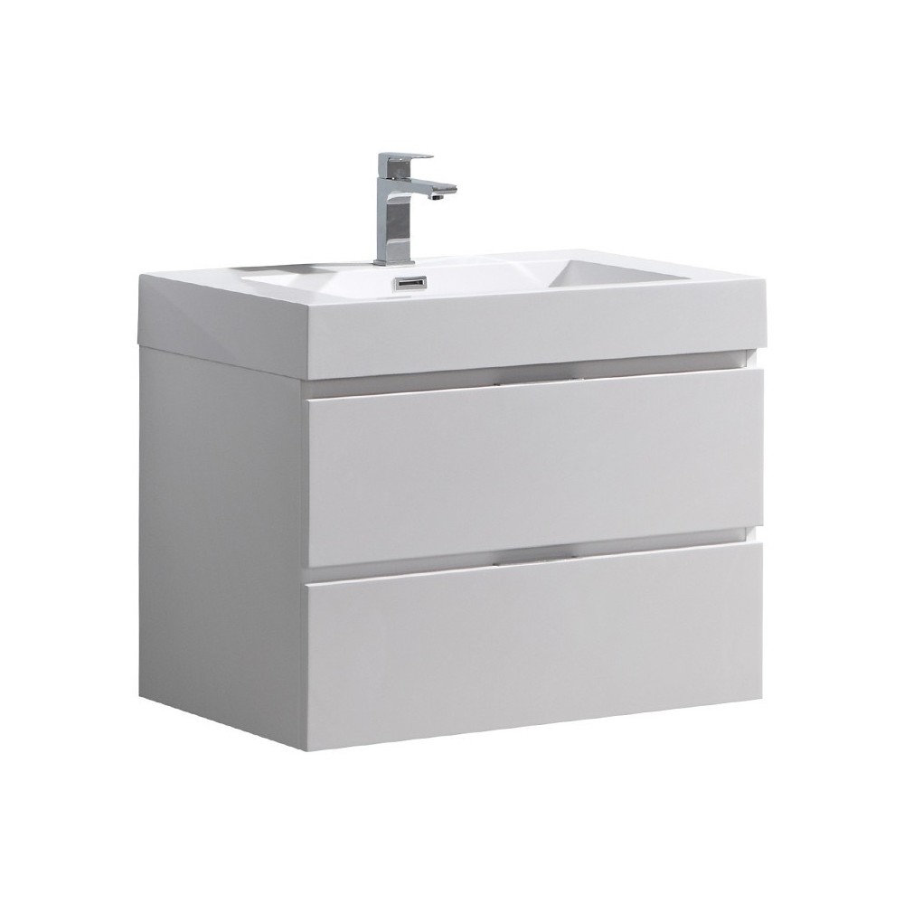 Fresca Valencia 30" Glossy White Wall Hung Modern Bathroom Vanity