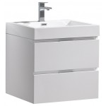 Fresca Valencia 24" Glossy White Wall Hung Modern Bathroom Vanity