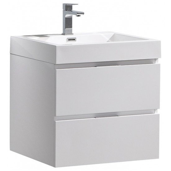 Fresca Valencia 24" Glossy White Wall Hung Modern Bathroom Vanity