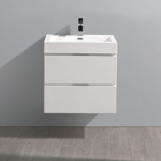 Fresca Valencia 24" Glossy White Wall Hung Modern Bathroom Vanity