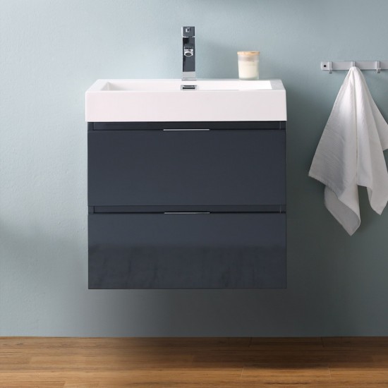 Fresca Valencia 24" Dark Slate Gray Wall Hung Modern Bathroom Vanity