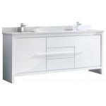 Fresca Allier 72" White Modern Double Sink Bathroom Cabinet w/ Top & Sinks