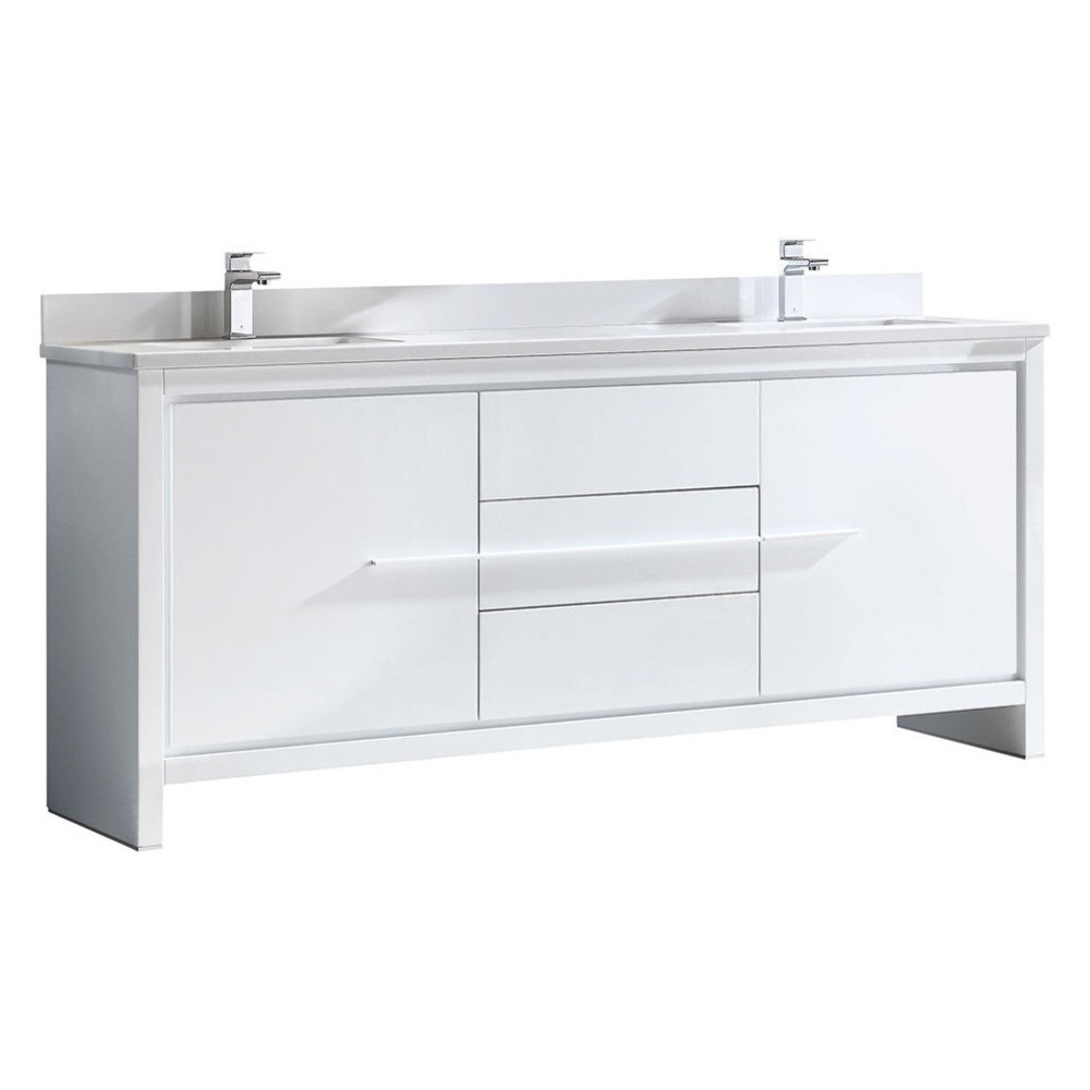 Fresca Allier 72" White Modern Double Sink Bathroom Cabinet w/ Top & Sinks Fresca Allier 72" White Modern Double Sink Bathroom Cabinet w/ Top & Sinks